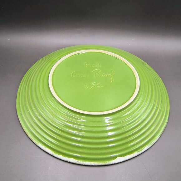 Hull Pottery Avocado Green Drip Glaze Dinner Plate 10" MCM 1960s - Picture 2 of 7